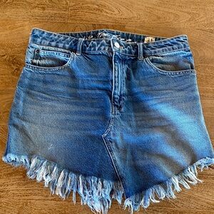 We the free denim frayed skirt